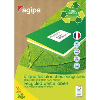 Agipa DINA4 Recycling Etiketten 210 mm x 297 mm, weiss